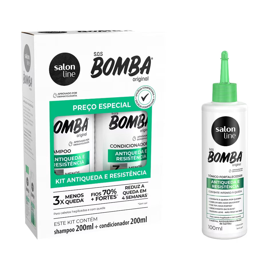 Kit SOS Bomba Antiqueda 200ml + Tônico Fortalecedor Salon Line